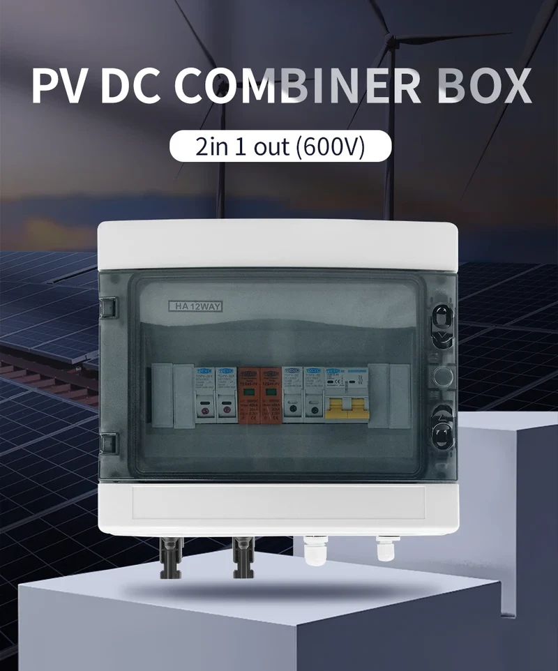 Prewired PV combiner box - 2 in 1 out