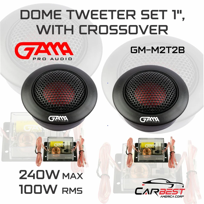 1" Dome Tweeter Set with 12dB Crossover – 50W RMS, 240W Max, Pair