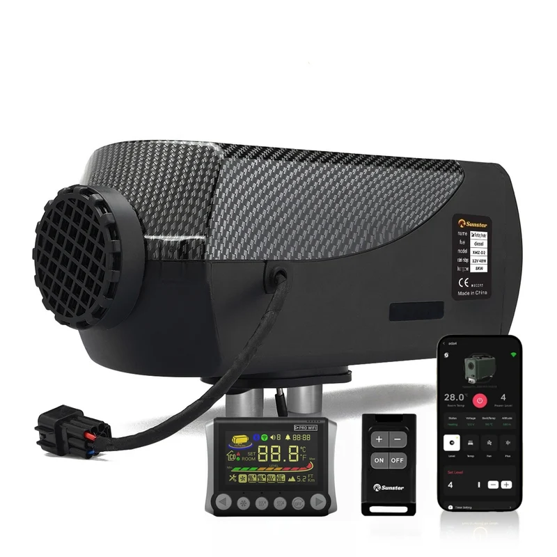 Sunster SH W2 Diesel Heater 2KW 12/24V with WiFi & Bluetooth App Control ,Spilt-Type A2409PW Panel