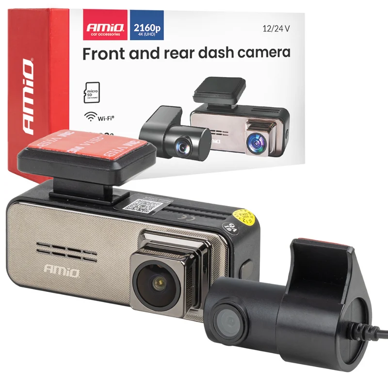 Komplett kit för dashcam fram och bak med 4K+2K-kamera (Wifi, WLAN, SD-kortplats)