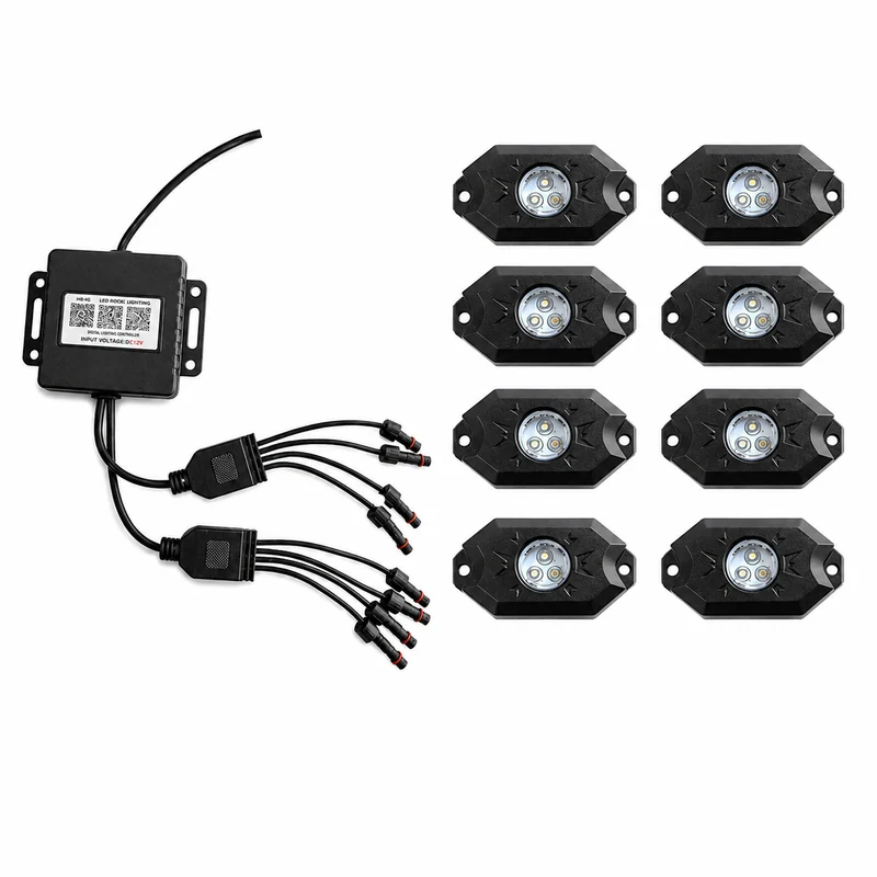 RGB LED Rock Light Kit – Bluetooth Control | 8PCS Set