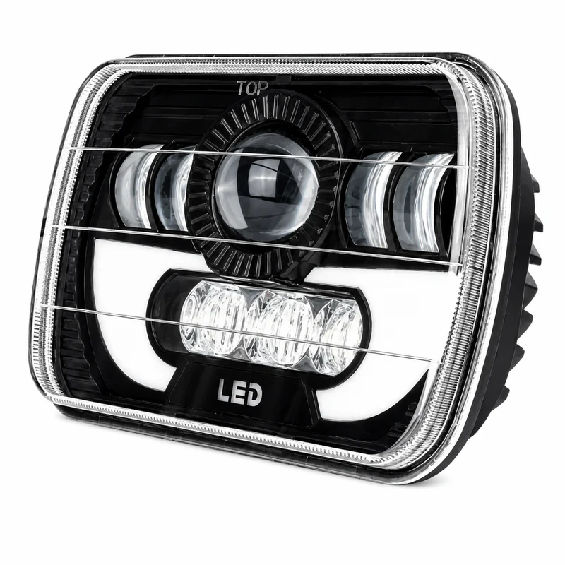 LED Driving Light with DRL – Rectangle 7" | 90W | High / Low Beam (Pair)