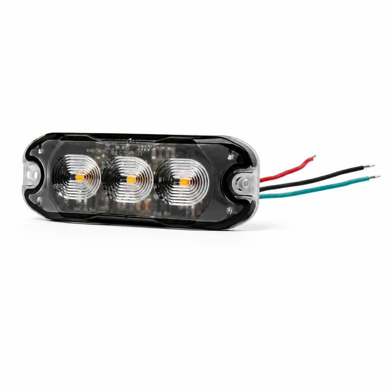 Slim LED Warning Light – 3.5"| 3PCS LED | Amber | 4 Flash Modes (Pair)