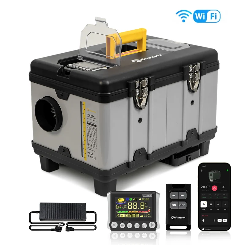 Sunster TB10 8KW WiFi & Bluetooth Diesel Heater – 12V/24V/110-240V ToolBox Parking Heater