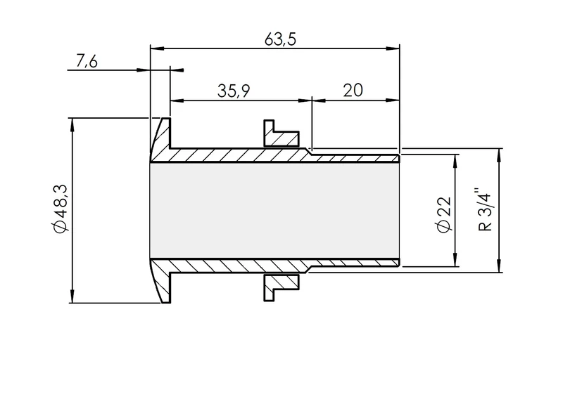 Bordgenomföring Ø 22 mm