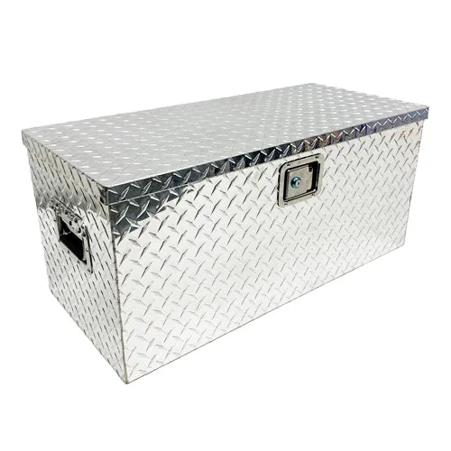 Stor rutig plåt förvaringslåda för släp i aluminium / 810 x 372 x 370 mm