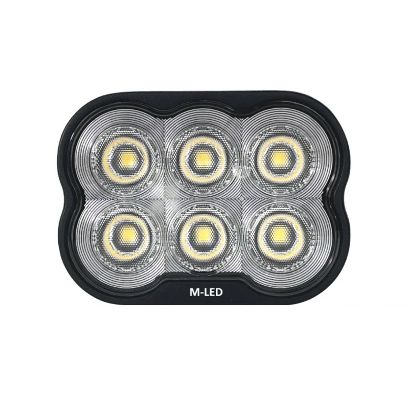 Rektangulär LED-arbetslampa med rostfritt fäste / 6xLED / 30W