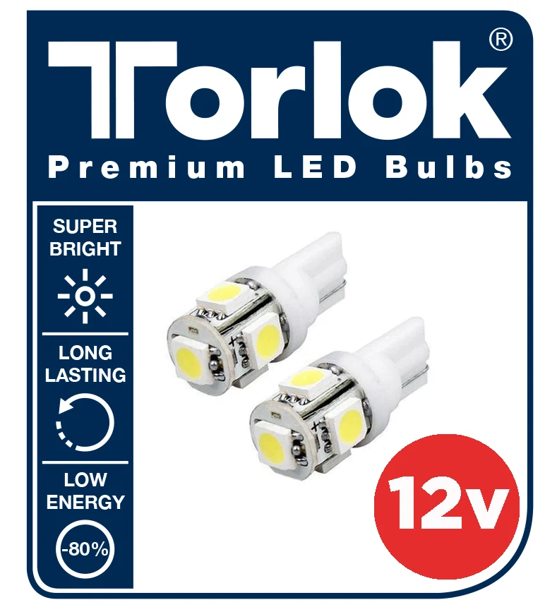 12V T10 LED-parkeringsljuslampor / 2-pack