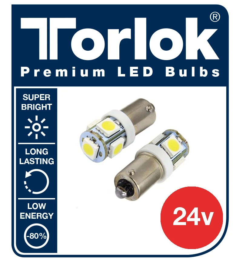 24v Ba9 LED lastbilslampor, 5 x LED ersätter 249 (T4W) paket med 2