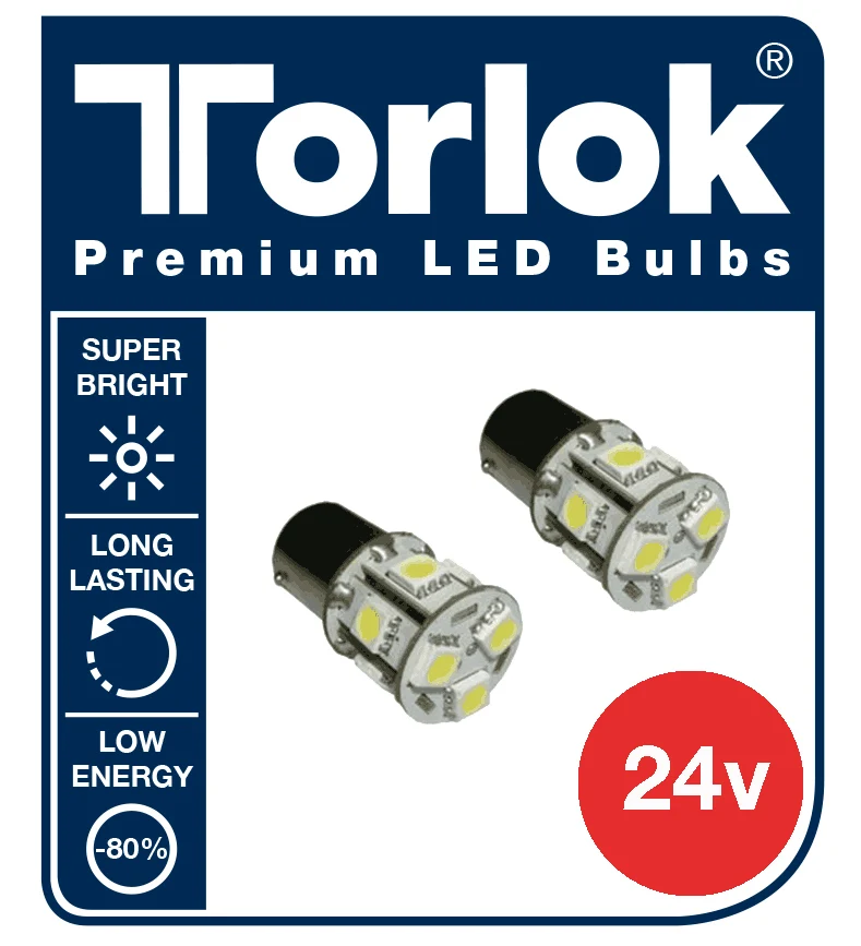 Torlok 24v Premium LED enkontakts bakljuslampor ersätter 149/248, blinkare / blinkers