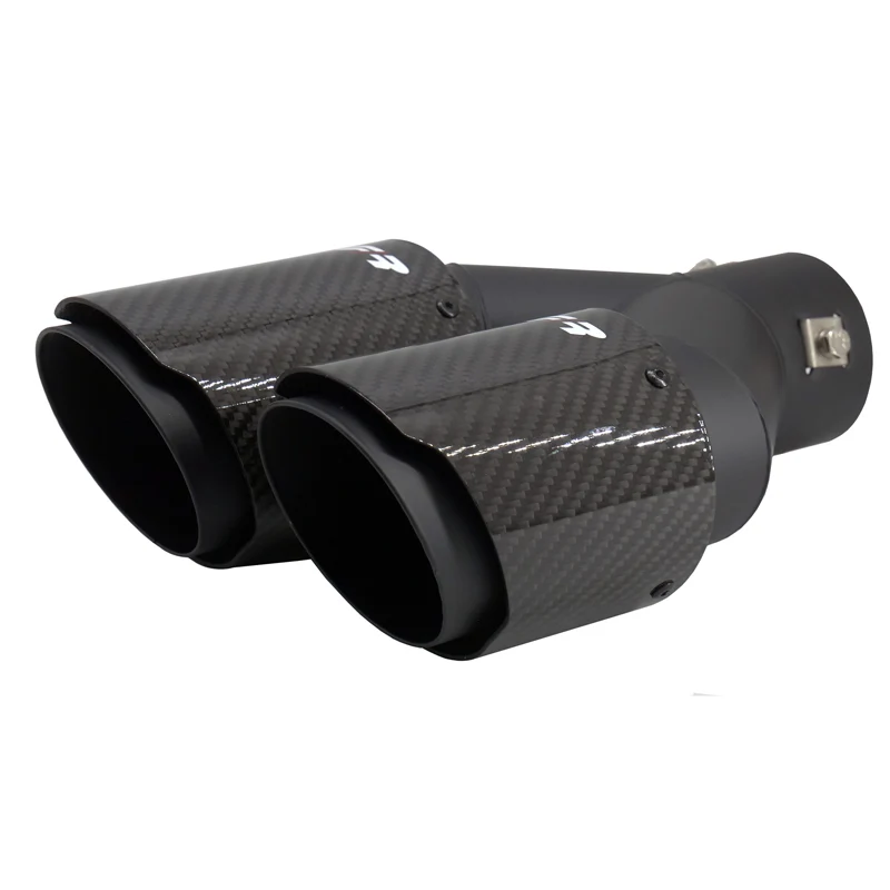 Simoni Racing, Ändrör, Dubbelhöger Rund/Snedskuren Svart & Kolfiber, Ø89xL245-260mm