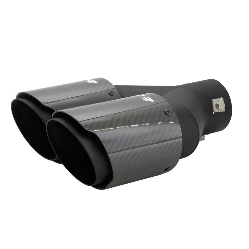 Simoni Racing, Ändrör, Dubbel vänster rund/sneddad svart & kolfiber - Ø89xL245-260mm