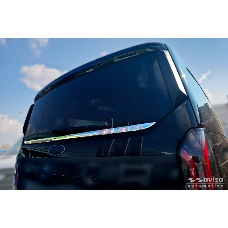 Avvisare, bakluckelist, krom rostfritt stål, passar till Ford Tourneo Custom (V710) (2023-)