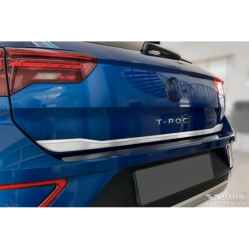 Bakluckelist, borstat rostfritt stål, passar till Volkswagen T-Roc (2017-2022) & Facelift (2022-2025, inkl. Cabrio)