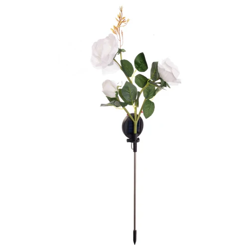 Solcellsdriven LED-trädgårdslampa med ros – 3 konstgjorda blommor med färgskiftande ljus