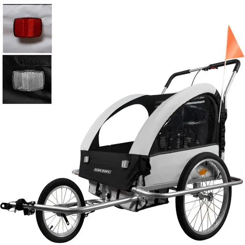 3-i-1 cykelkärra för barn – för 2 personer, joggingvagn och barnvagn – grå