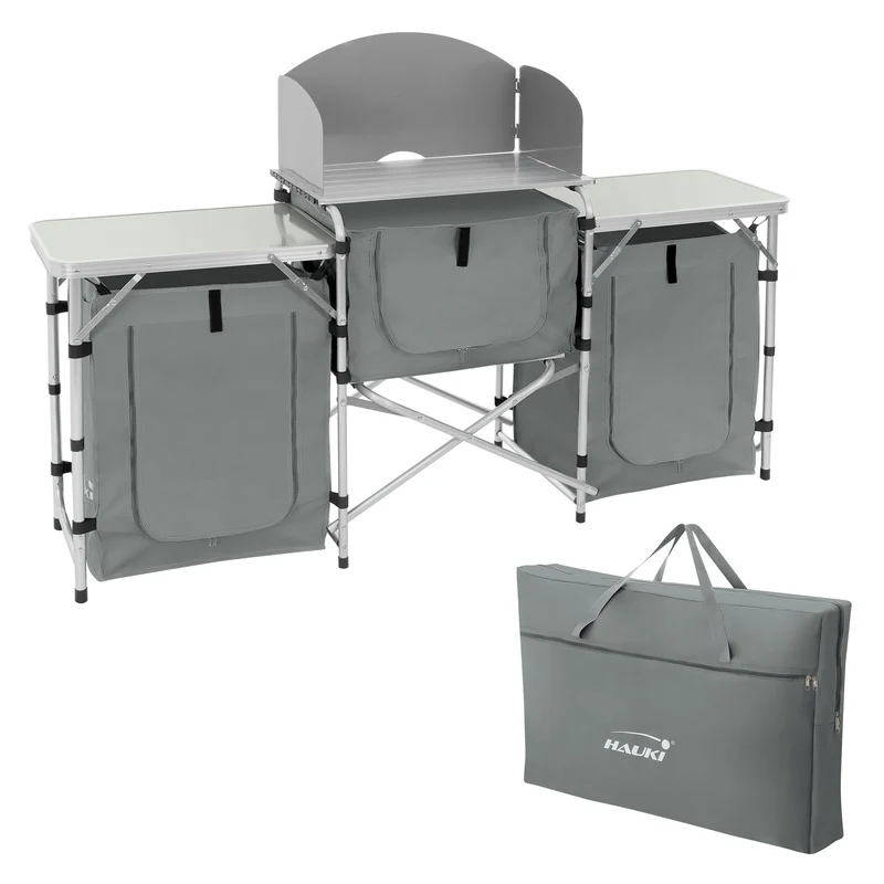 Camping Küche faltbar mit Tragetasche aus Aluminium inkl. Arbeitsplatte Hauki