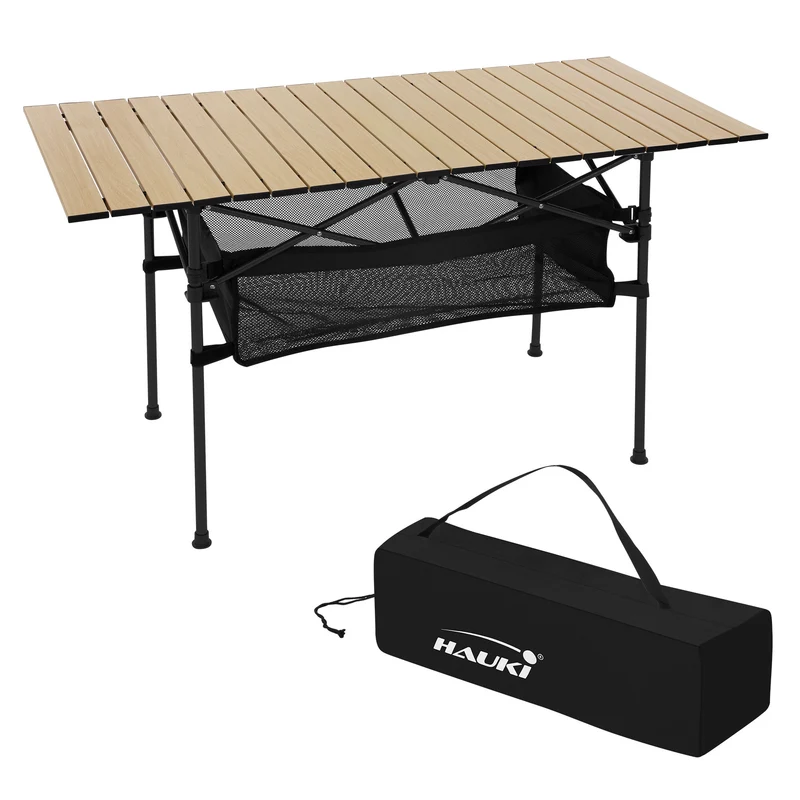 Campingtisch klappbar 118x55x64,5 cm Beige aus Aluminium Hauki