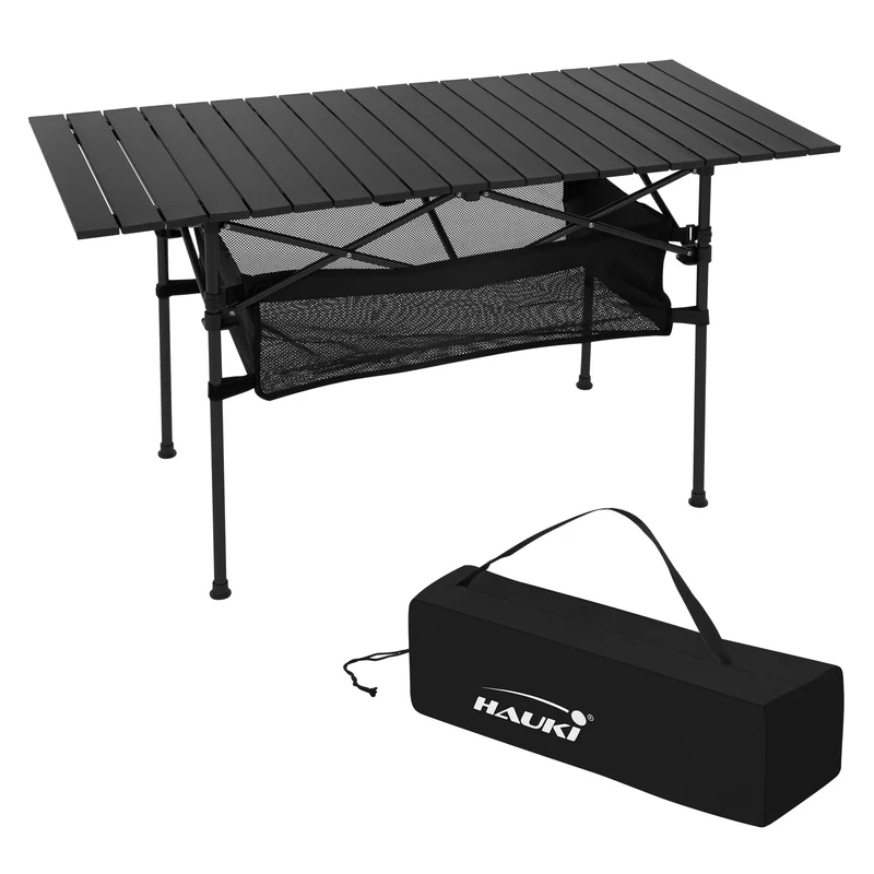 Campingtisch klappbar 118x55x64,5 cm Schwarz aus Aluminium Hauki