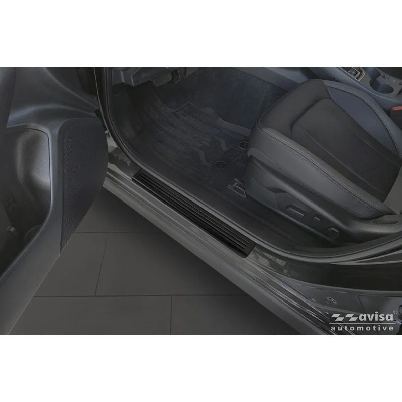 Avisa, Dörrtröskelskydd, svart rostfritt stål, 4 st., 'Lines', passar till Subaru Crosstrek III (2023-)