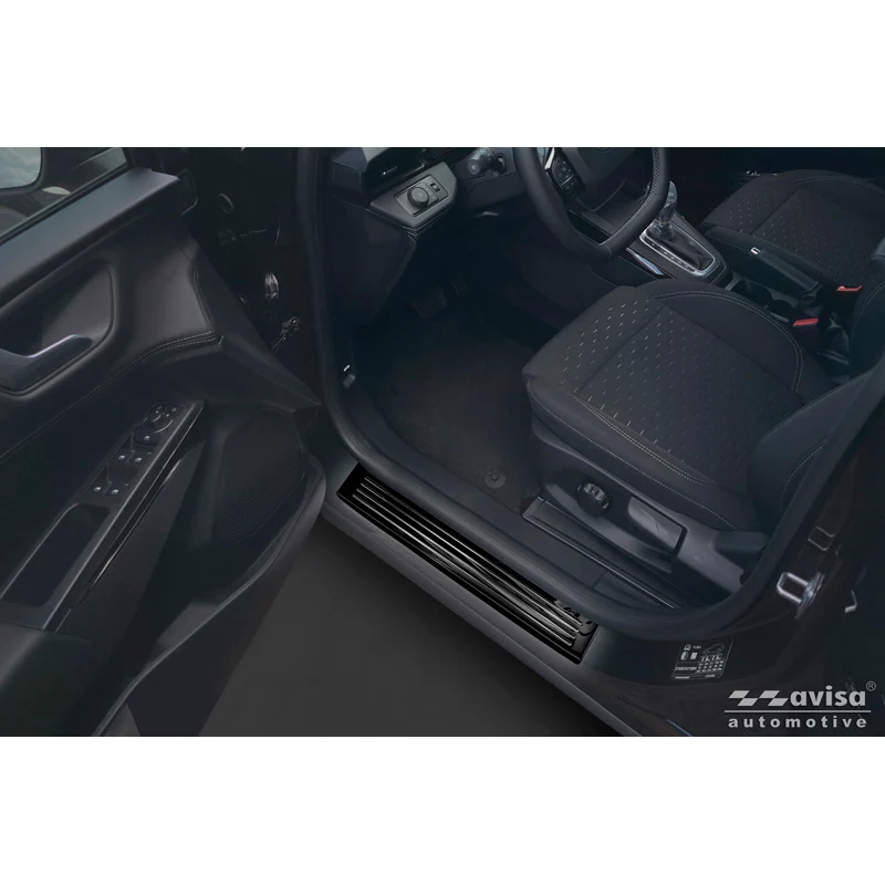 Avisa, instegsskydd, svart rostfritt stål "Linjer" - 4 st, passar till Ford Puma (2019-)