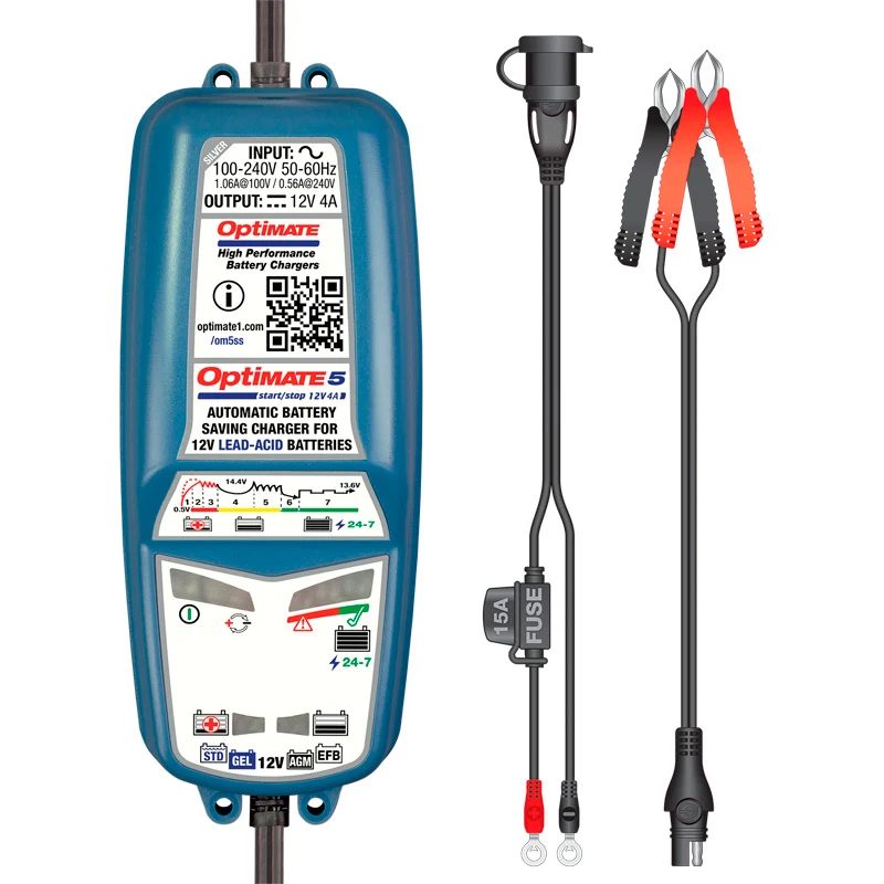 OptiMate, Batteriladdare, OptiMate 5 Start Stop, 12V/4.0A, 7-stegs, batteriladdnings- och underhållslösning
