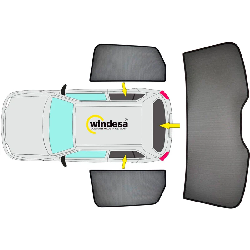SunClip, solgardin & solskärm, passar till Volkswagen Golf VII HB 5-dörrars (2012-2019)