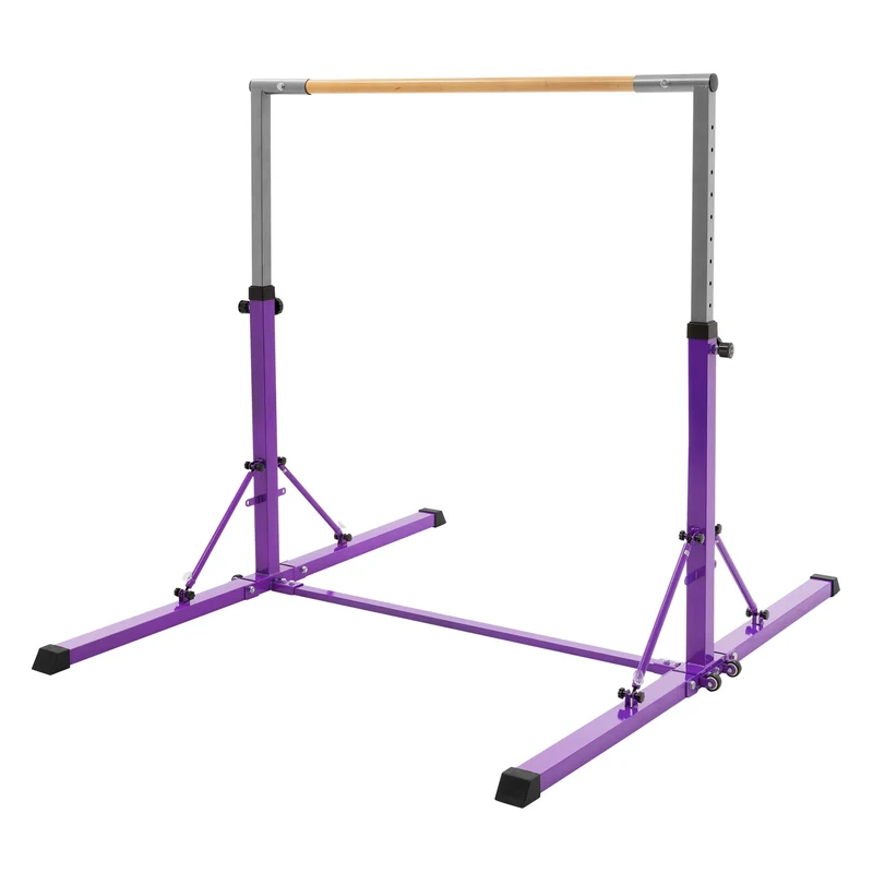 Gymnastik Turnreck faltbar, Lila, Gymnastikstange für Kinder, Reckstange höhenverstellbar 95,5-150 cm Hauki