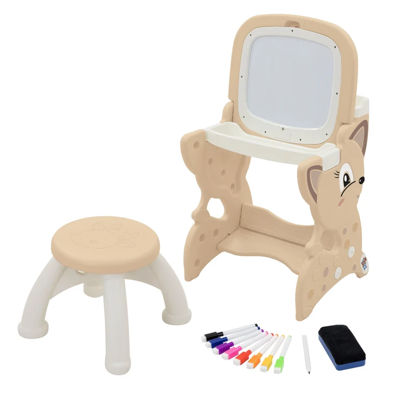 Joyz | Kindersitzgruppe 3in1 Spieltisch mit 2 Tafeln Kinderhocker und Zubehör