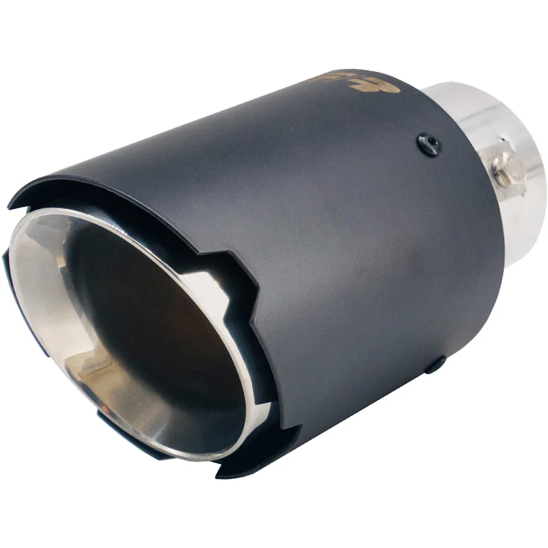 Simoni Racing, Avgasrörsände, Rund/Skuren, Matt-Svart+Rostfritt stål - Ø89xL152mm