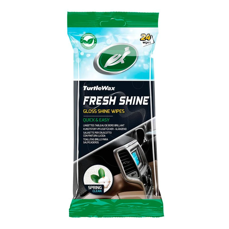 Turtle Wax 54095 Fresh Shine Gloss rengöringsservetter för interiör 24 stycken