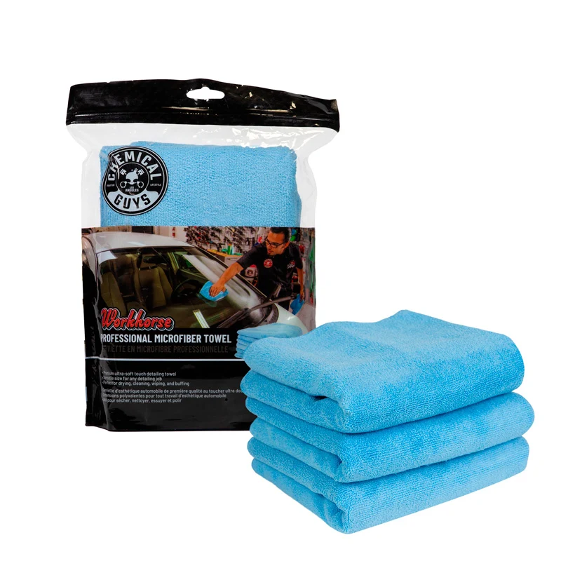 Chemical Guys Workhorse professionell mikrofiberduk - blå 16x16'' (3-pack)