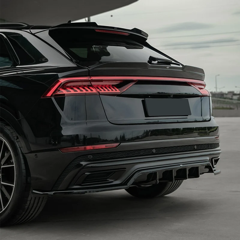 OneWay, Underläpp, bak, glanssvart, passar till Audi Q8 S-Line MK1 (2018-2023)