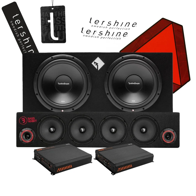 Rockford Fosgate R2-2X12 A-traktor paket med Tershine tillbehör, Kaxigt raggarkit