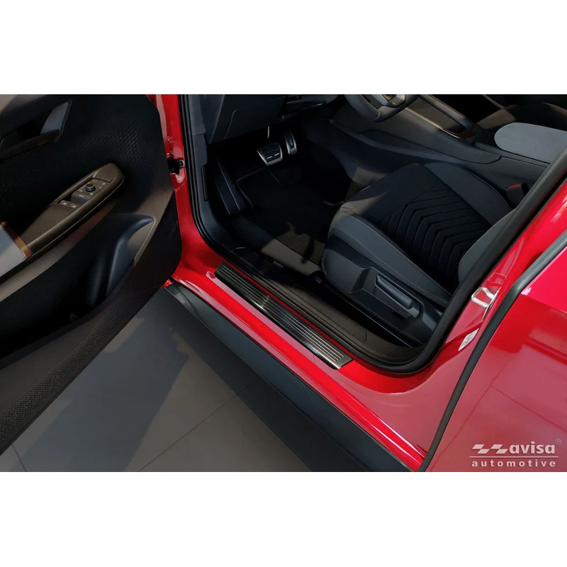Avisa svarta Inox-instegsskydd passande till Volkswagen ID.3 2020-2023 & FL 2023- / Cupra Born 2021- / MG 4 2022- / MG HS II 2024- 'Lines' - 4 delar