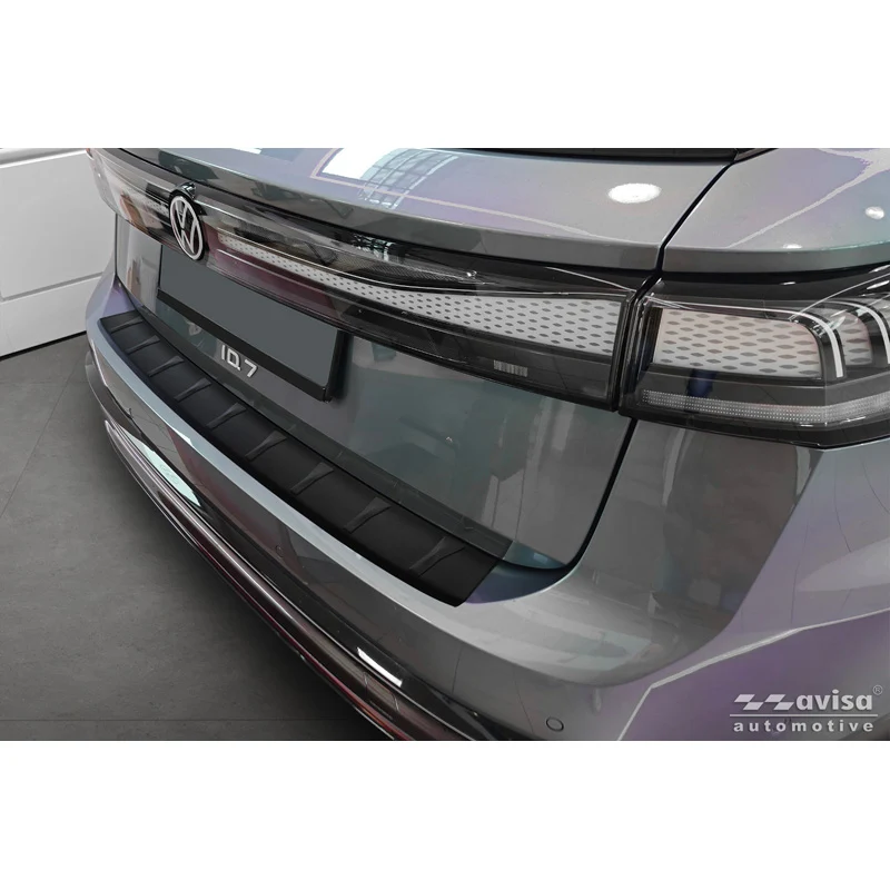Avisa, Bakre stötfångarskydd, Matt svart rostfritt stål, Passar till Volkswagen ID.7 Tourer 2024-, 'Ribs'
