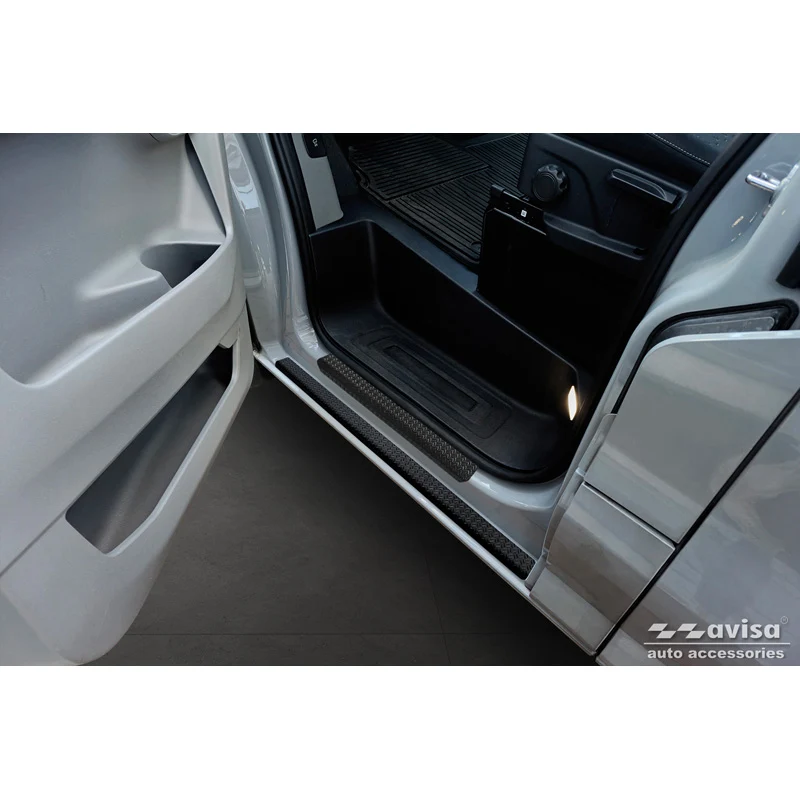 Avisa, Tröskelskydd, Aluminium, Passar till Ford Transit Custom, lower door, (V710) & Tourneo Custom (V710) 2023-, 'Räfflad Plåt' – 2 delar, Svart