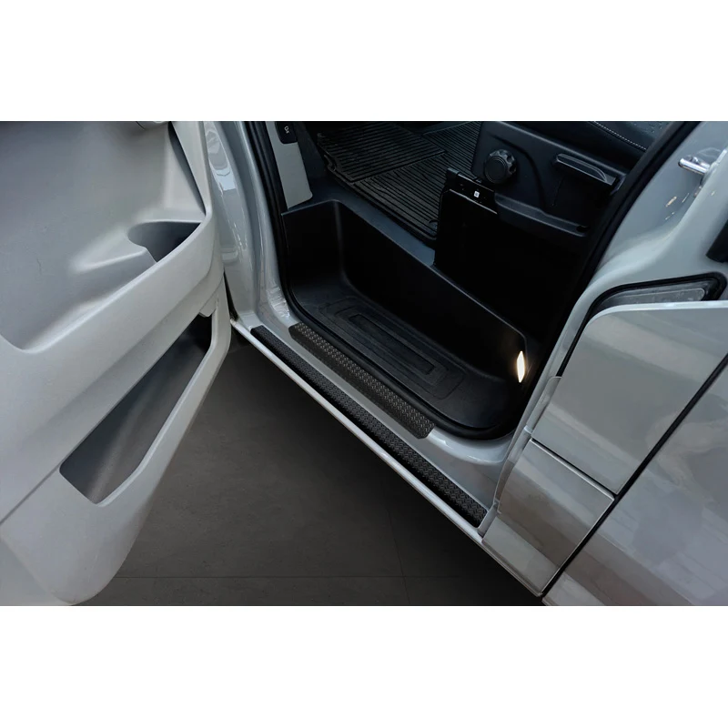 Avisa, Tröskelskydd, Aluminium, Passar till Ford Transit Custom (V710) & Tourneo Custom (V710) 2023-, 'Räfflad plåt' – 2 delar, Svart