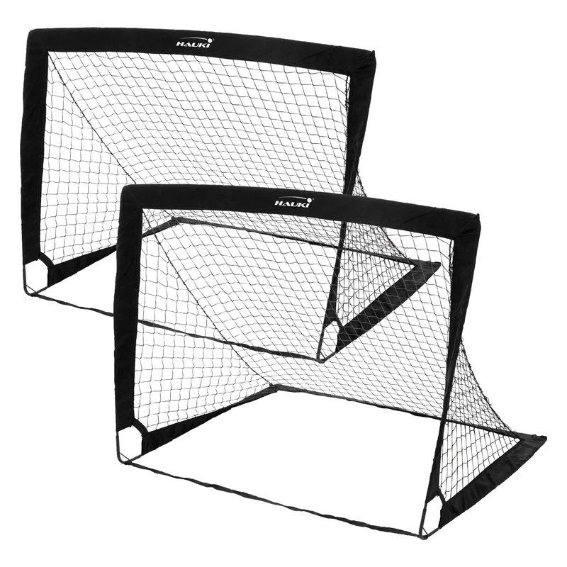 Fußballtor Pop-Up 2er Set 120x95x97 cm Schwarz aus Polyethylen