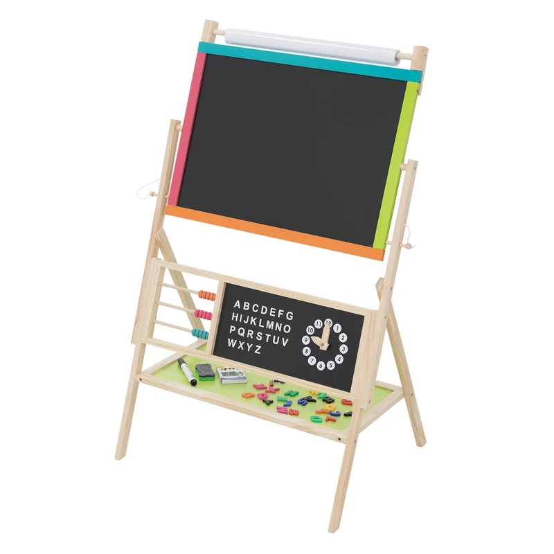 3 in 1 Kindertafel zum Spielen 70x47x100 cm Natur/Schwarz aus Holz Joyz