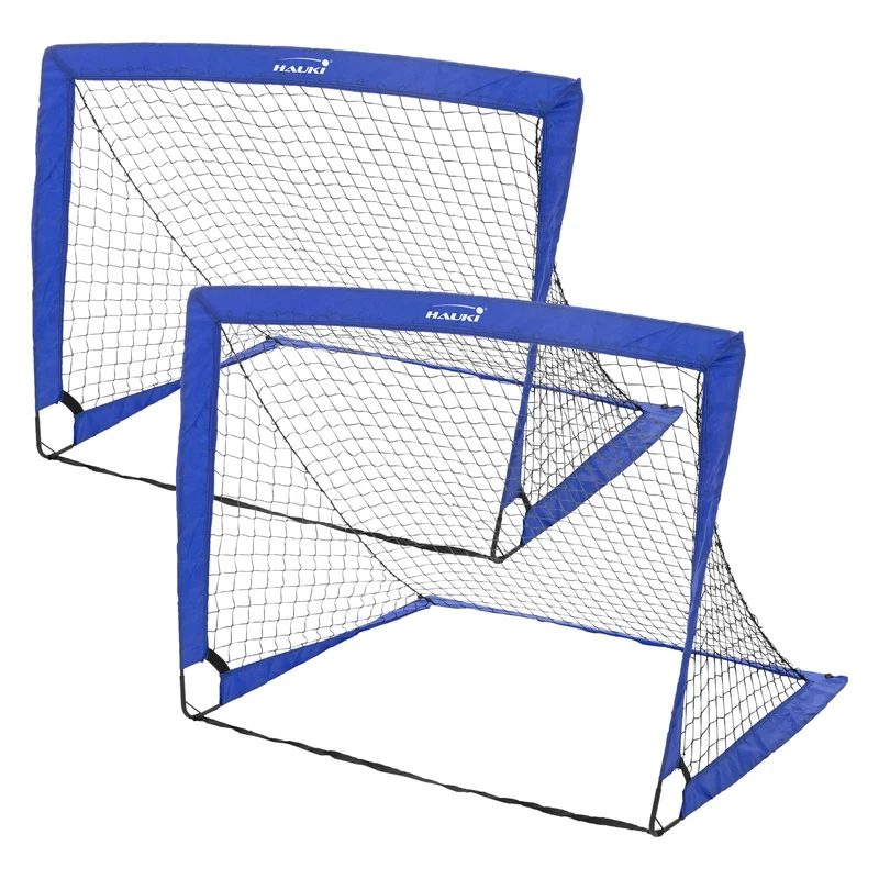Fußballtor Pop-Up 2er Set 120x95x97 cm Blau aus Polyethylen