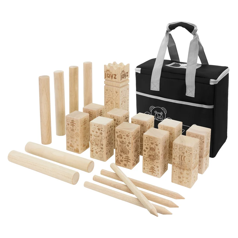 XXL Wikinger Spiel mit 21 Spielelementen Natur aus Holz Wikinger Wurfspiel Joyz