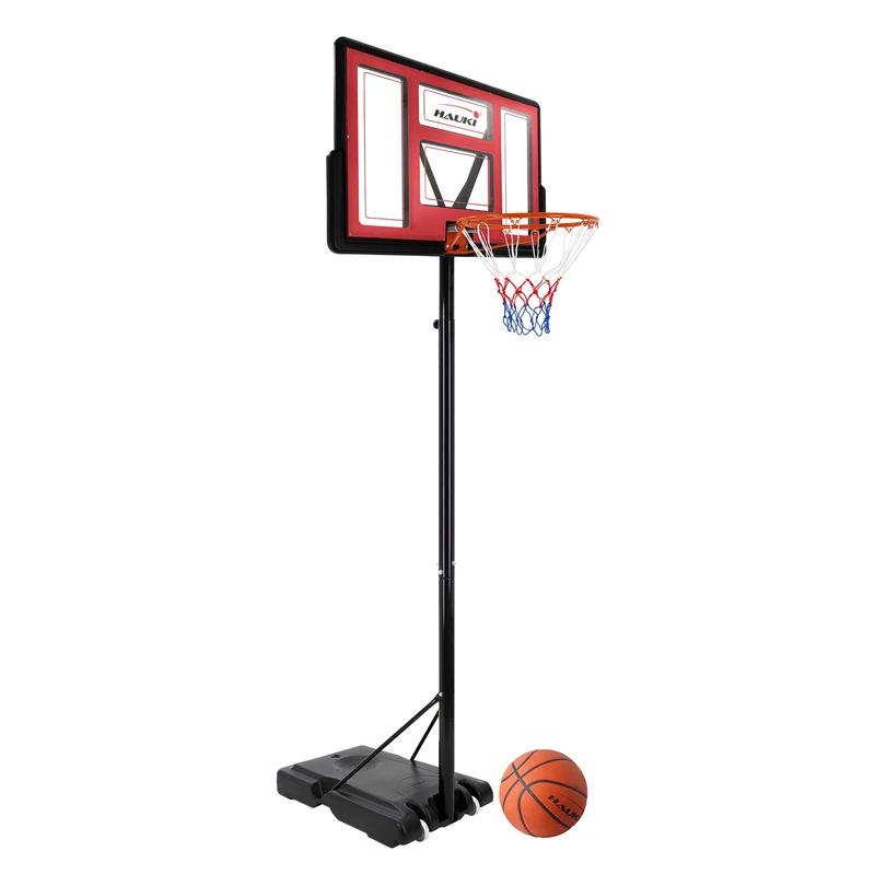 Basketballkorb Set mit Ständer Rot aus Stahl Hauki
