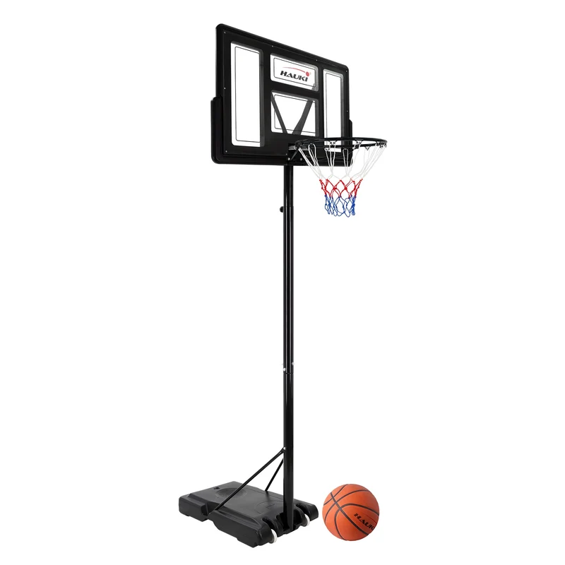 Basketballkorb Set mit Ständer Schwarz aus Stahl Hauki