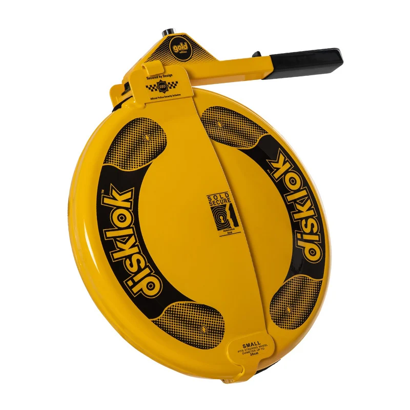 Disklok, Rattlås, Gold Edition, Liten (35-39 cm), Gul, SCM MP-03 godkänd