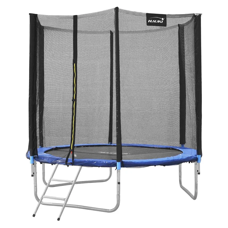 Trampolin Ø183 cm mit Sicherheitsnetz, Leiter und gepolsterten Stangen Blau bis 100kg HAUKI