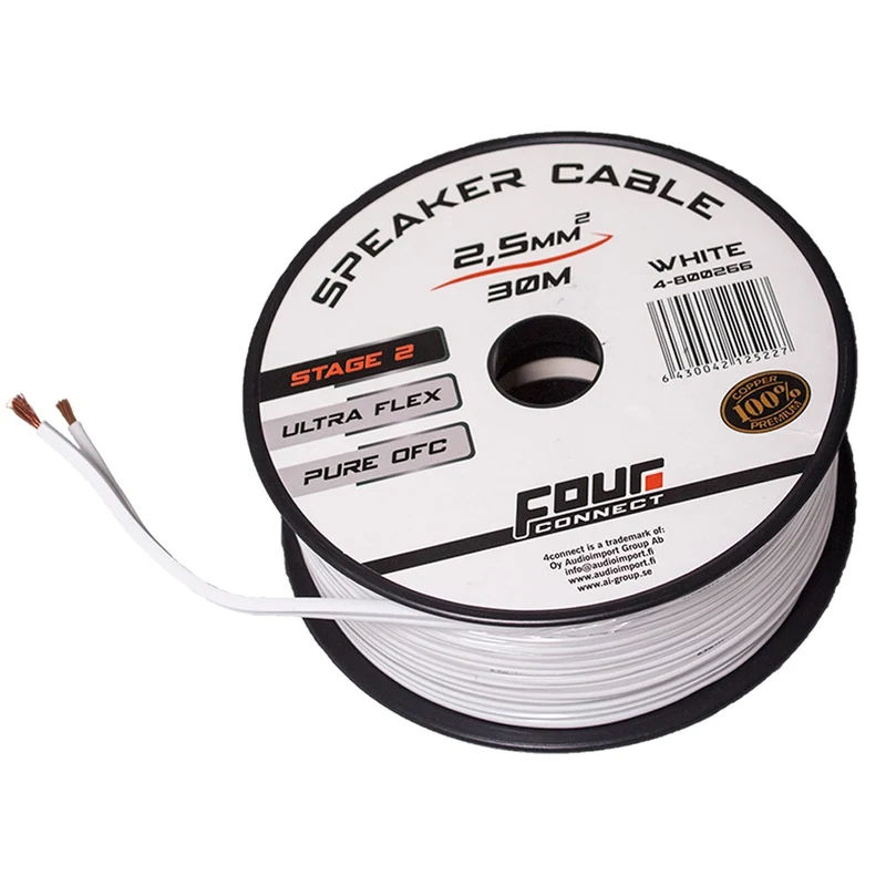 4Connect 4-800266 OFC-minispol vit 2x2.5mm2, 30m