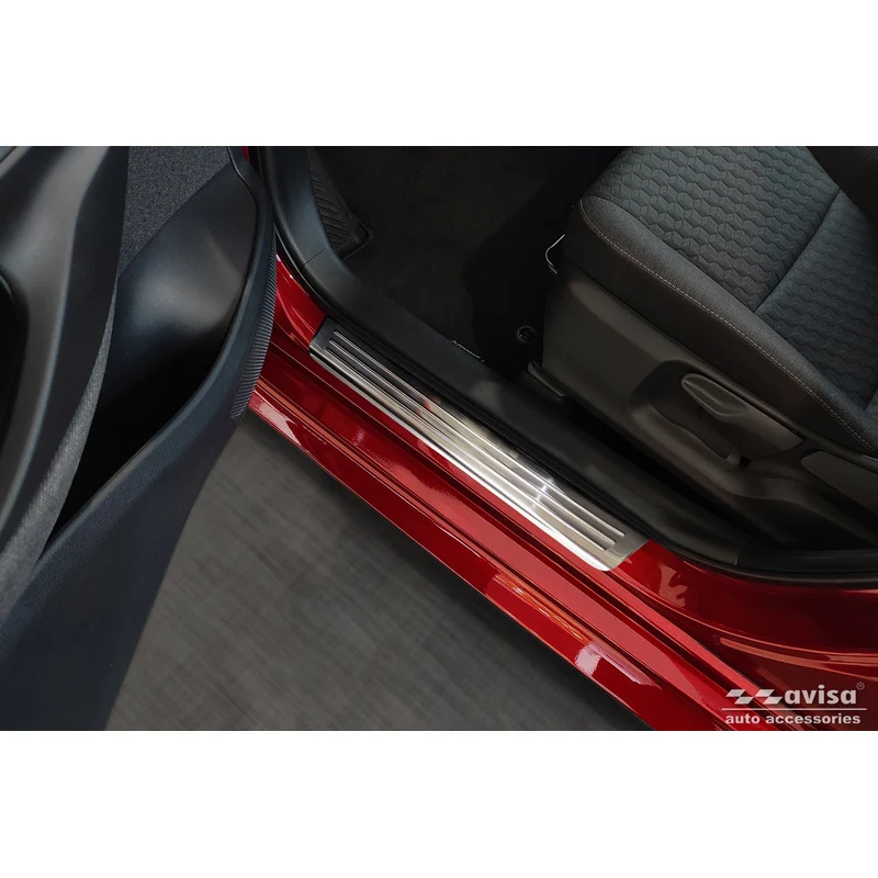 Avisa, Instegsskydd, Rostfritt stål, Passar till Toyota Yaris 2020- inkl. facelift, 'Lines' – 4 delar