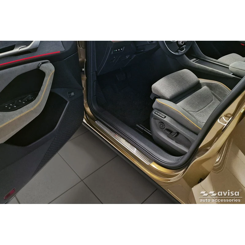 Avisa, Instegsskydd, Rostfritt stål, Passar till Skoda Kodiaq II (PS7) 2024-, 'Lines' – 4 delar