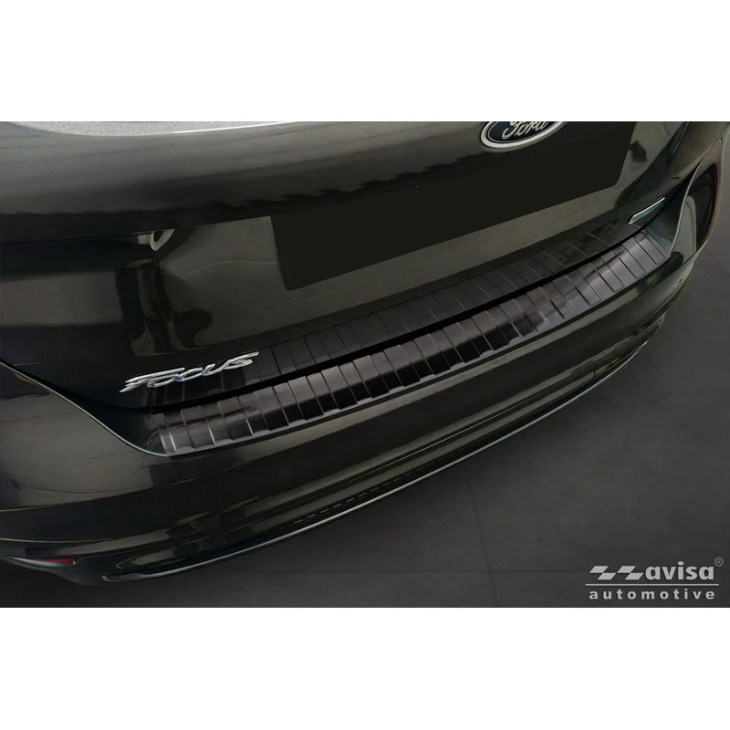 Avisa, Bakre stötfångarskydd, Svart rostfritt stål, Passar till Ford Focus III HB Facelift (2014-2018) & Fiësta (2017-2023), 'Ribs'